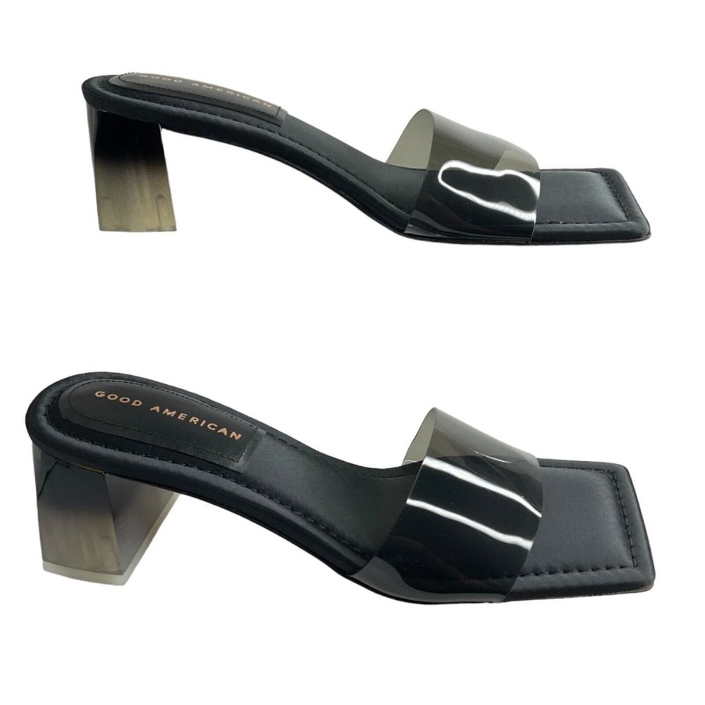 Good American Shoes Womens Size 8 Black Block Heel Slide Sandal $129 Nib - Picture 2 of 12